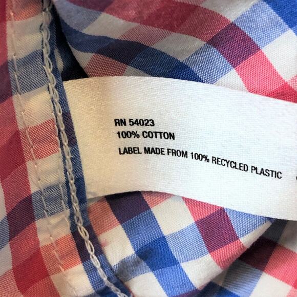 Gap Mens Lived In Button Down Shirt Medium Red White Blue Plaid Cotton - Picture 4 of 5